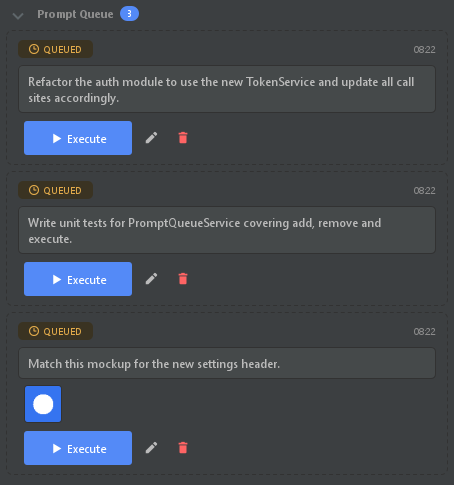 The prompt queue in JetBrains