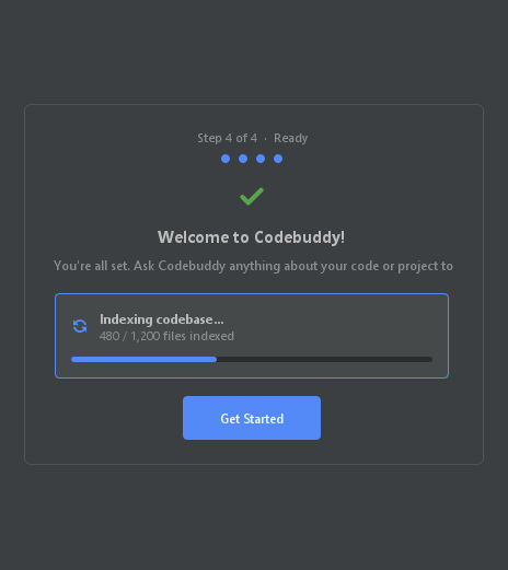 Live codebase scan/indexing status